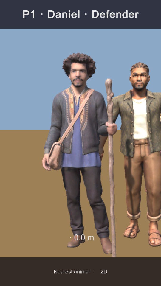 Two crew members side by side seen from the front.